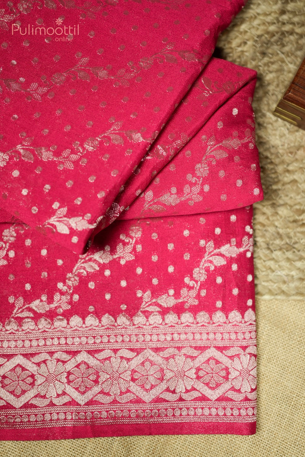 Rani Pink Colour Banarasi Silk Saree