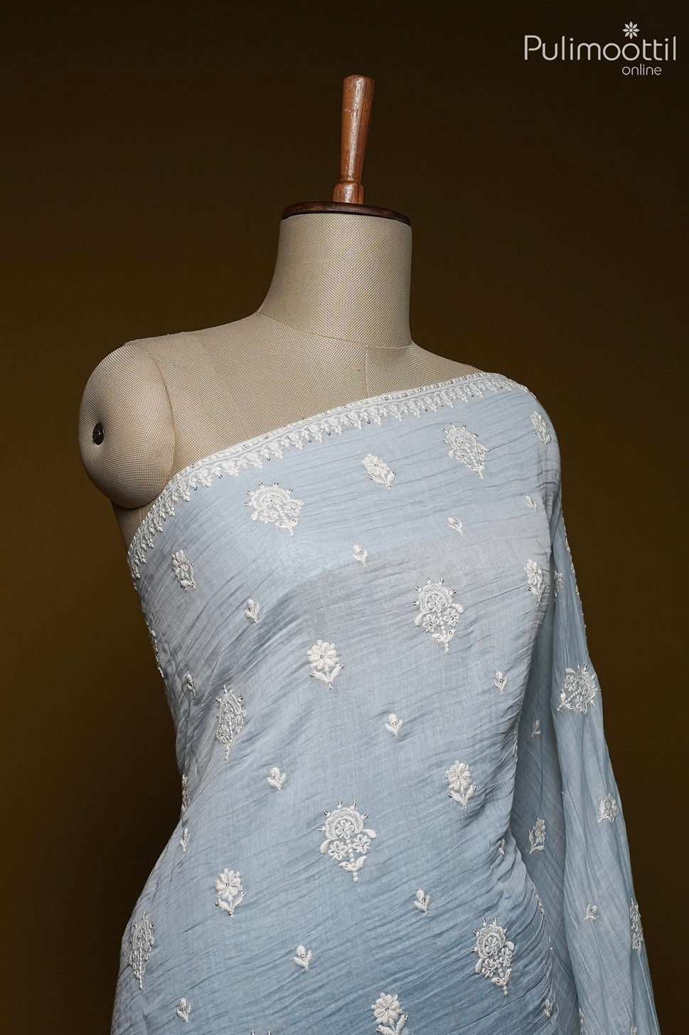 Ombre crushed Chanderi silk saree