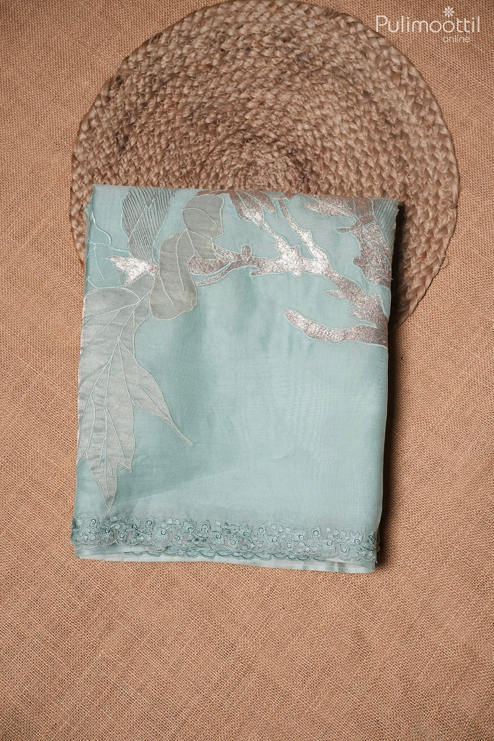 Light blue color organza saree