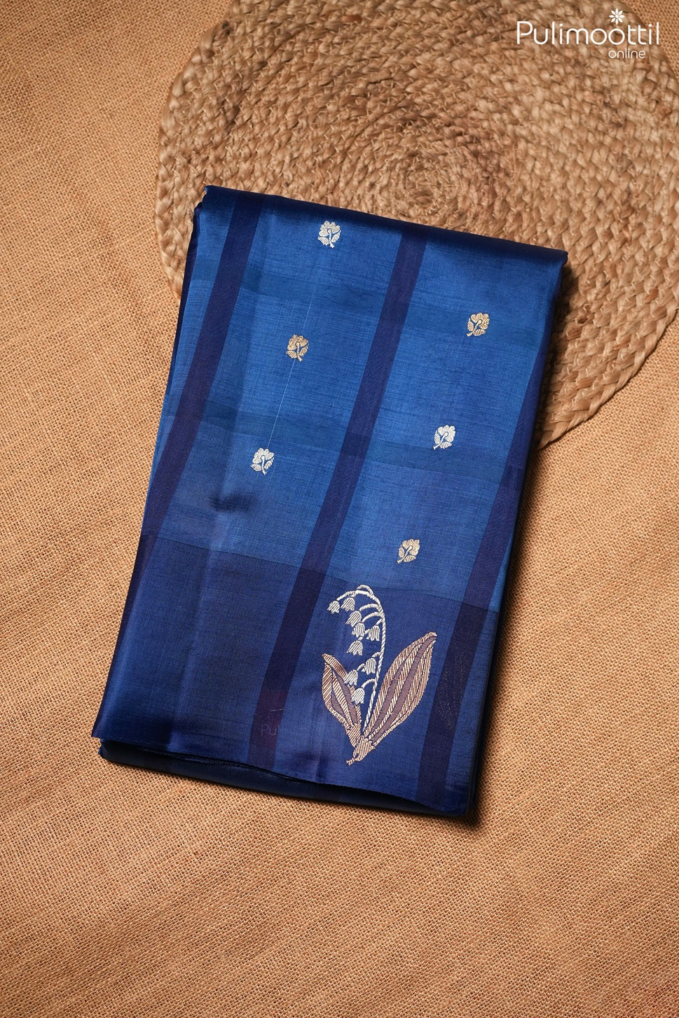 Dark sky blue color Mango silk saree