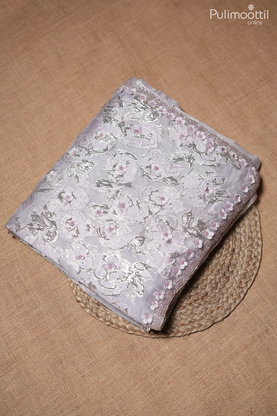 Lavender color Turkish organza fancy saree
