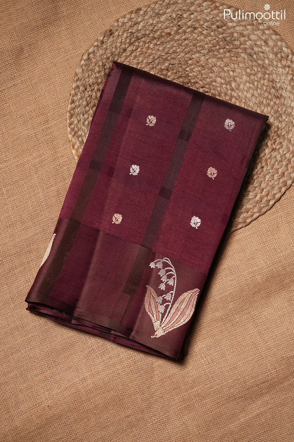Wine red color Mango silk saree