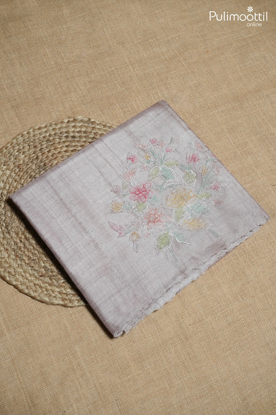 Faded lavender color Tussar silk saree