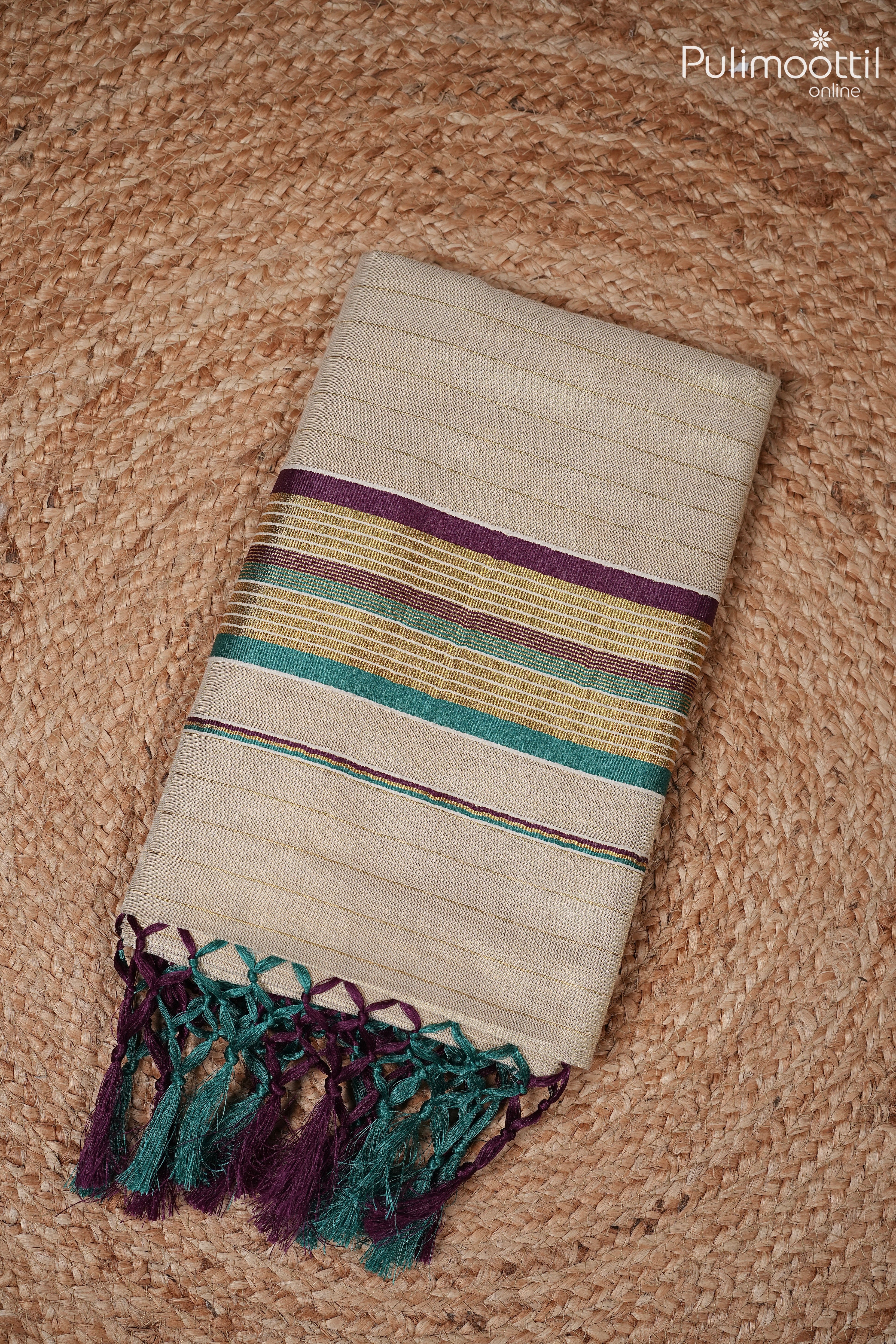 Kerala traditional golden tissue set saree