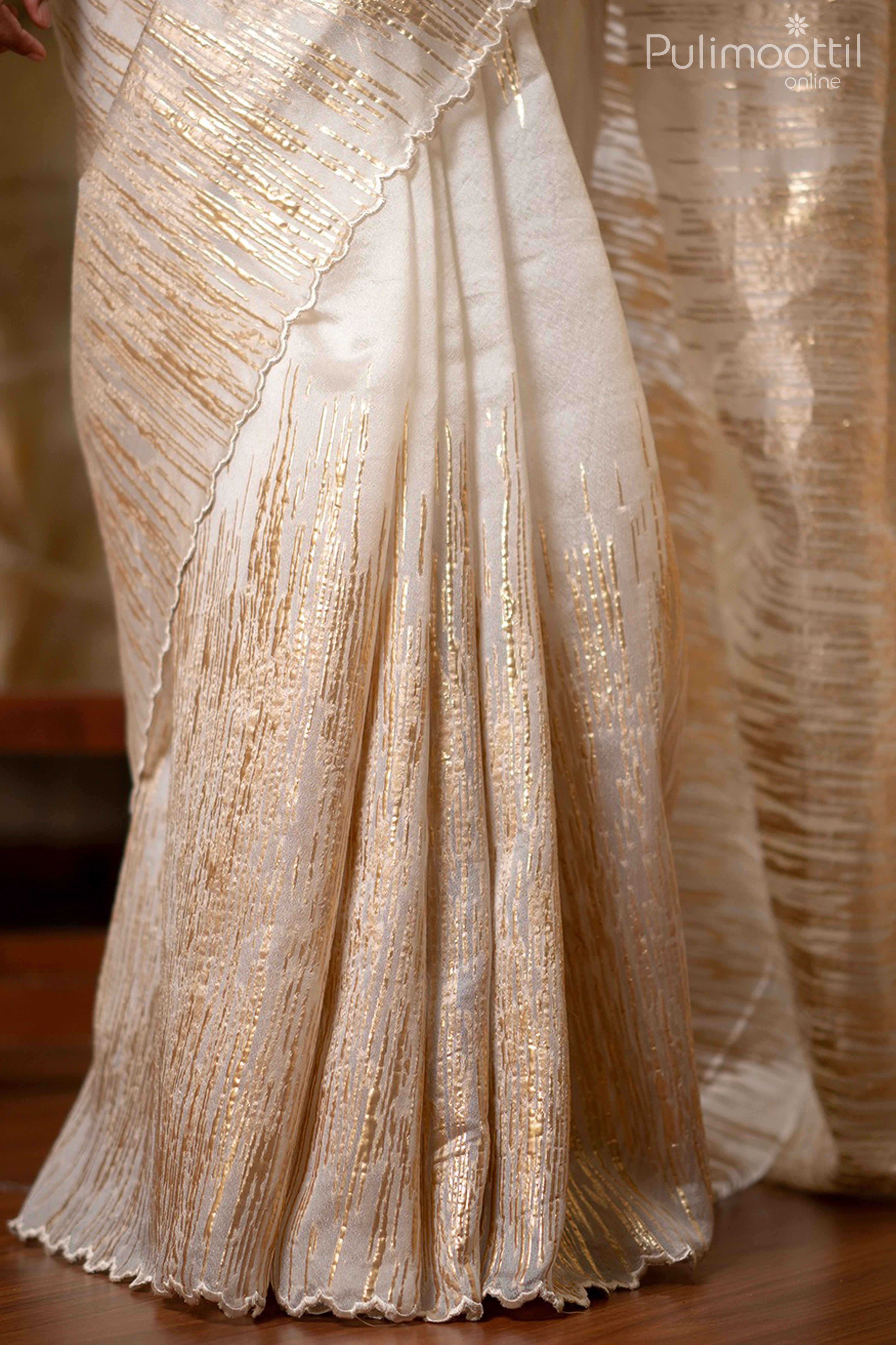 Cream color Turkish organza saree