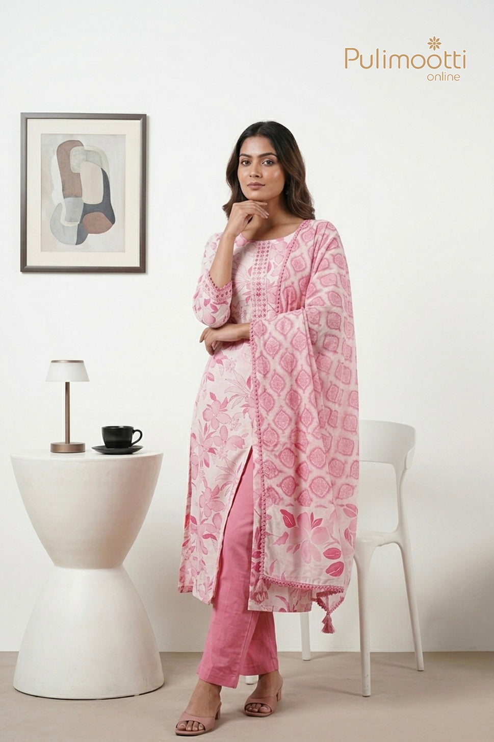 Off White Linen Unstitched Salwar Set