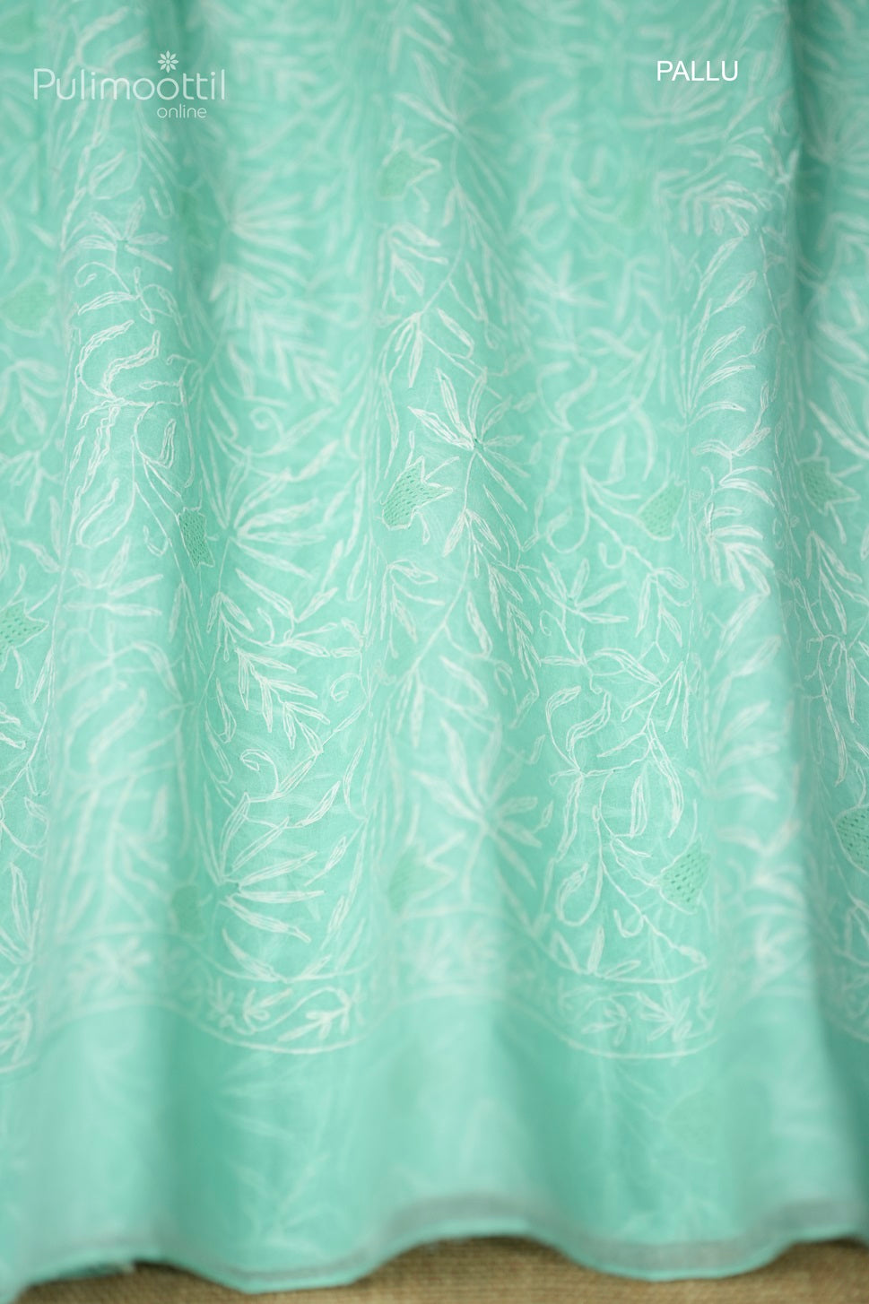 Light Sky Blue Colour Chikankari Cotton Saree