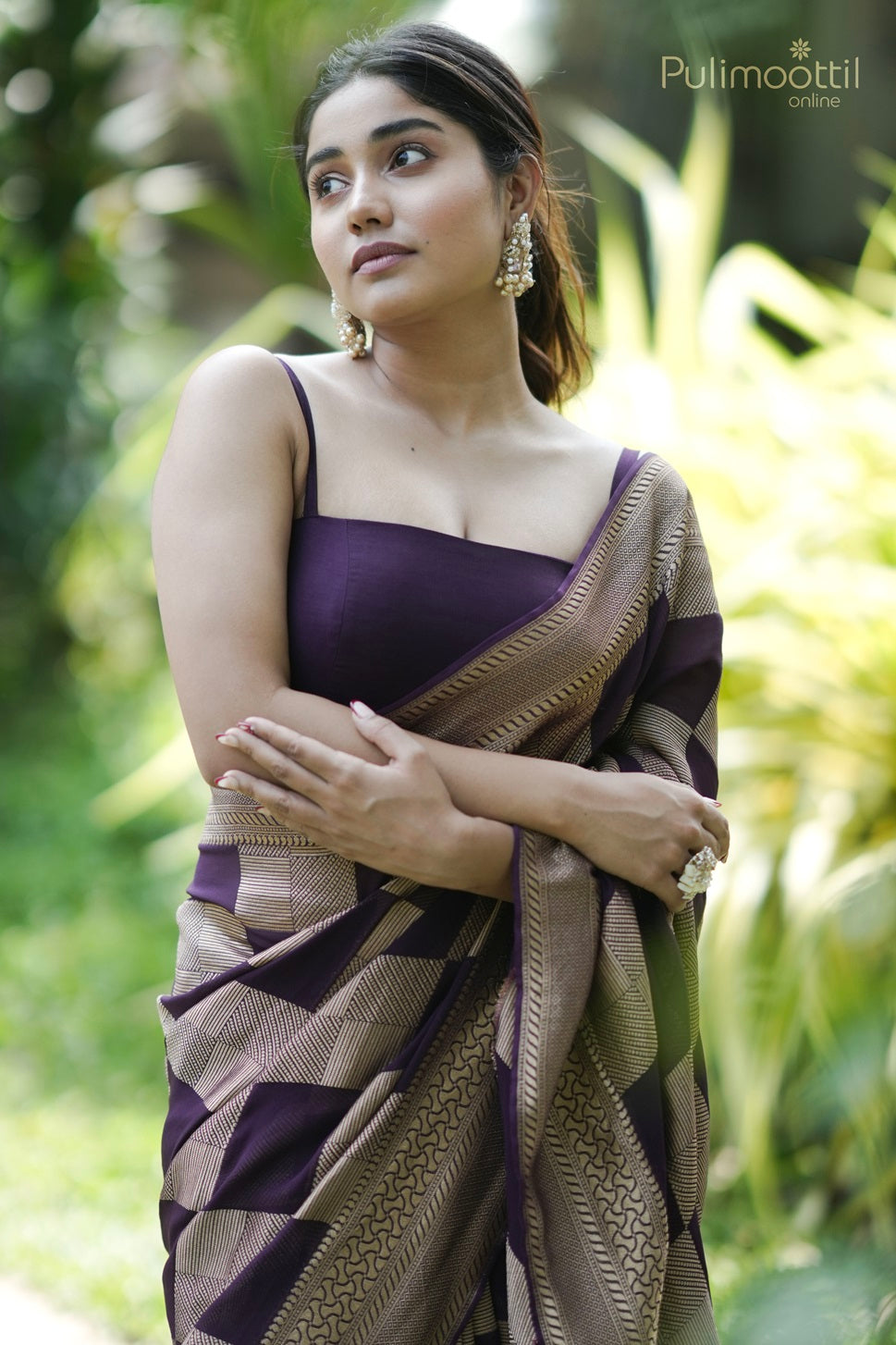 Dark Purple Colour Georgette Banarasi Saree