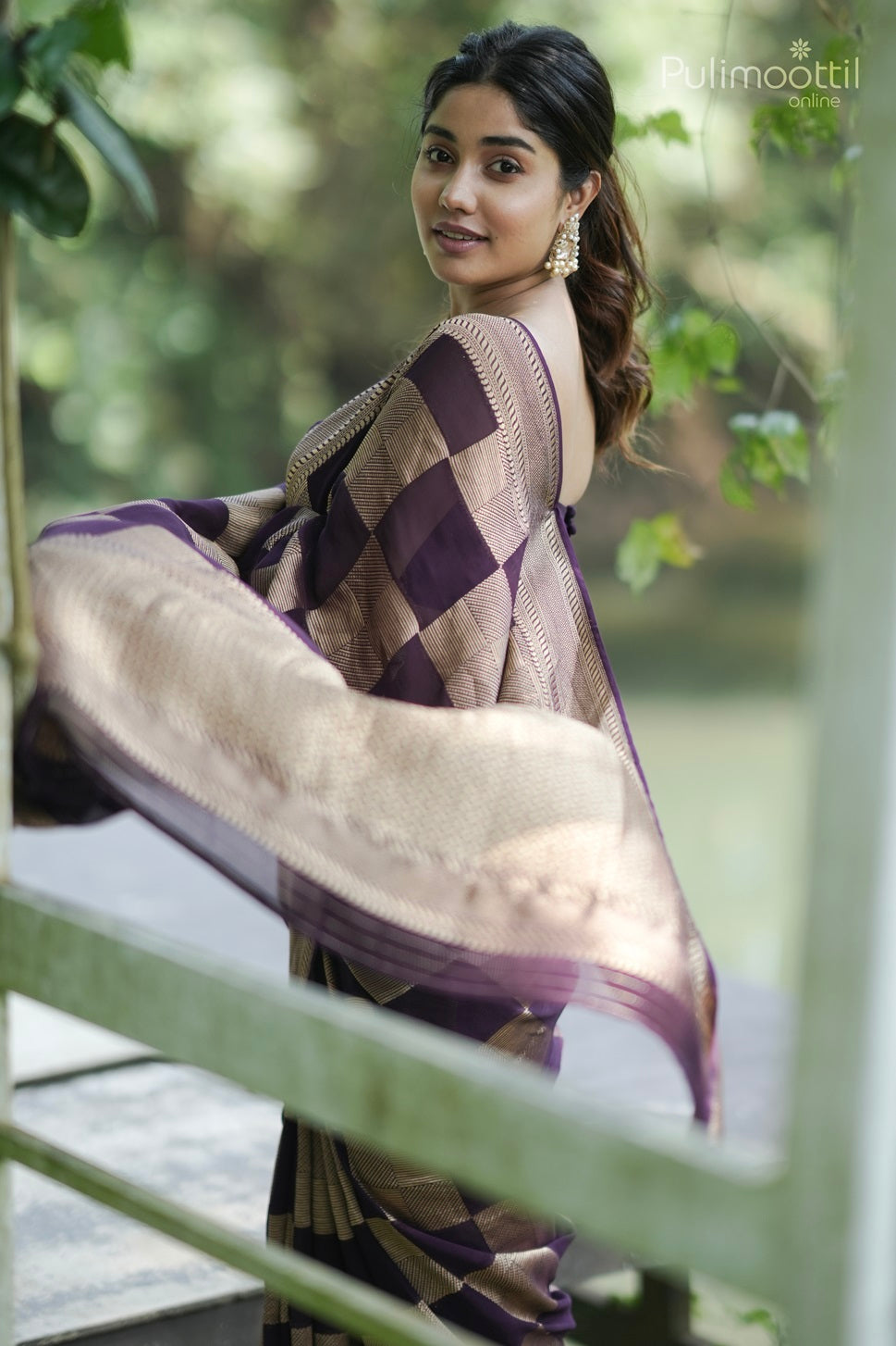 Dark Purple Colour Georgette Banarasi Saree