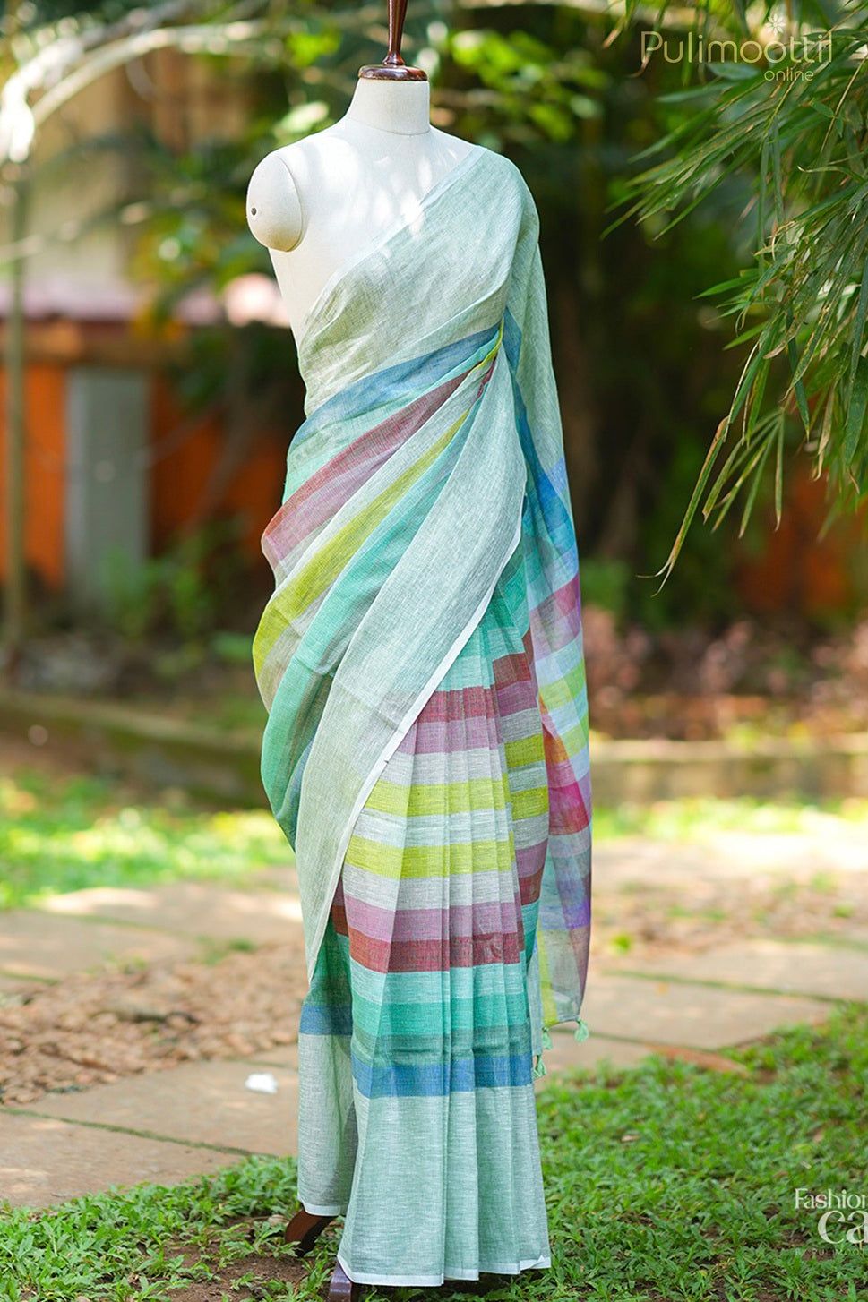 Multicolour Linen saree