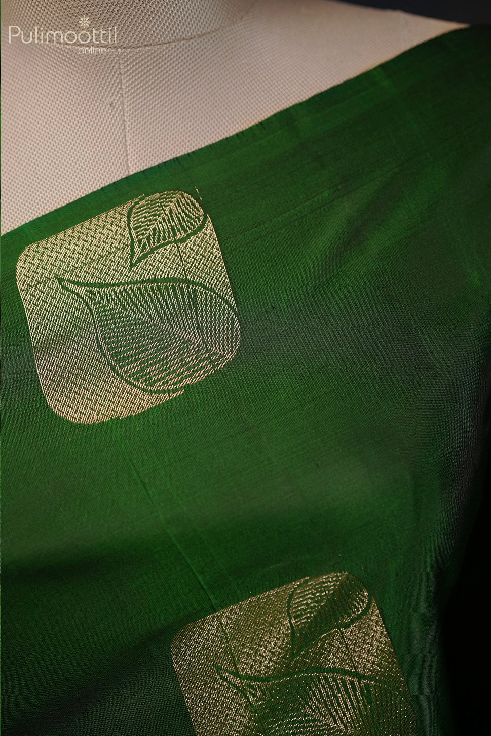 Bottle Green Colour Semi Kanchipuram