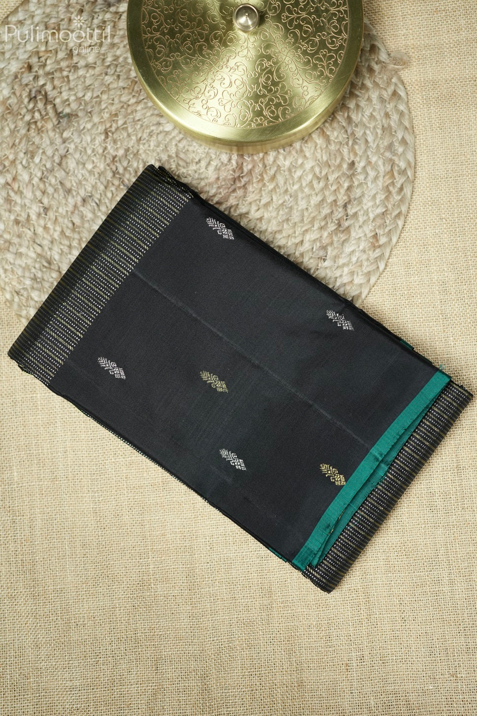 Black Colour Kanchipuram Designer Wedding Saree