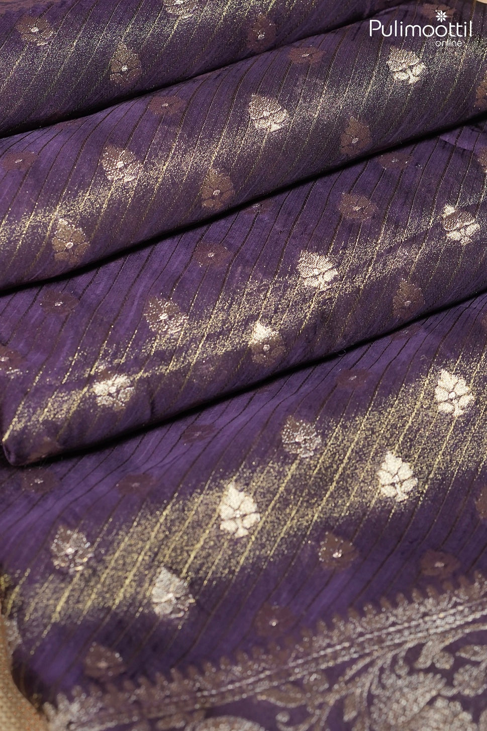 Dark violet color golden tissue Banarasi saree