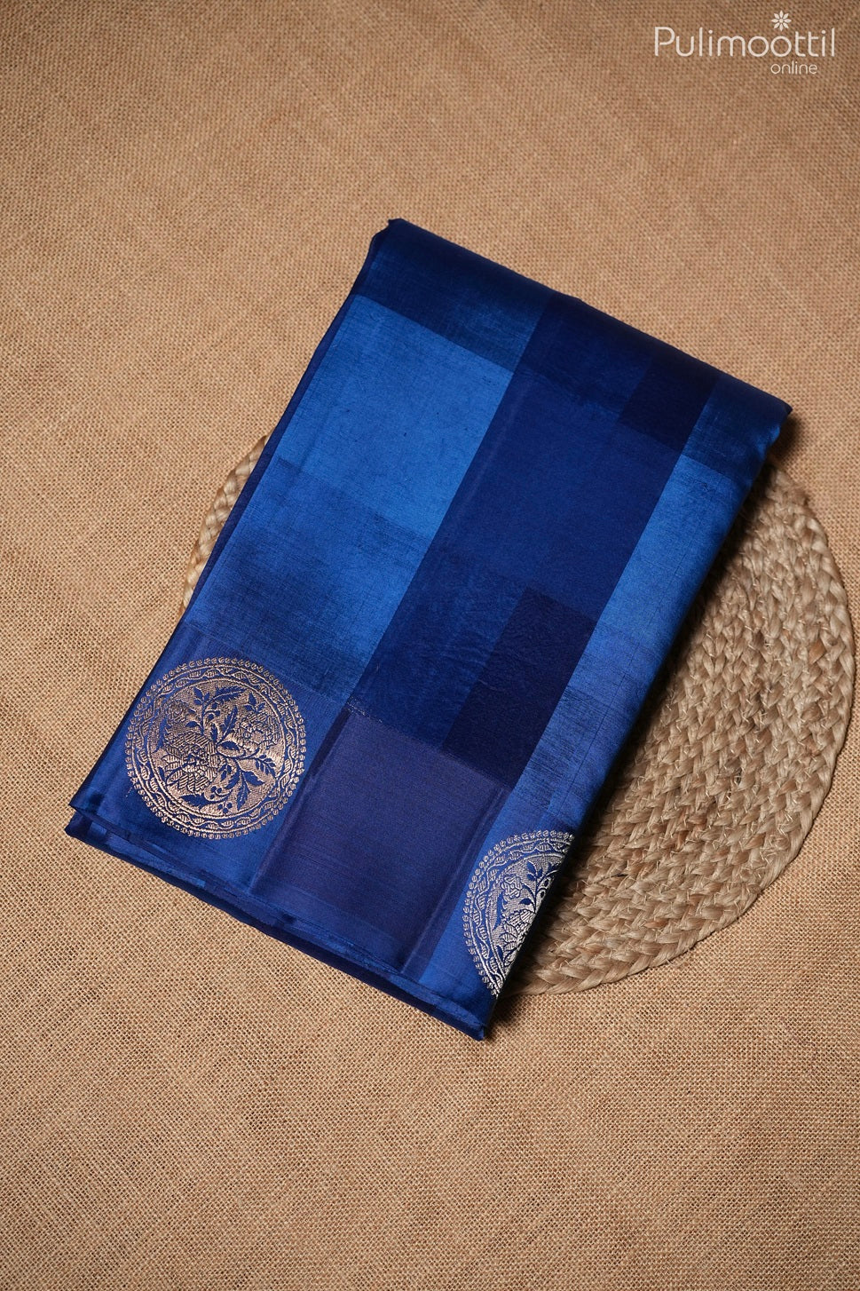 Dark sky blue color Mango silk saree