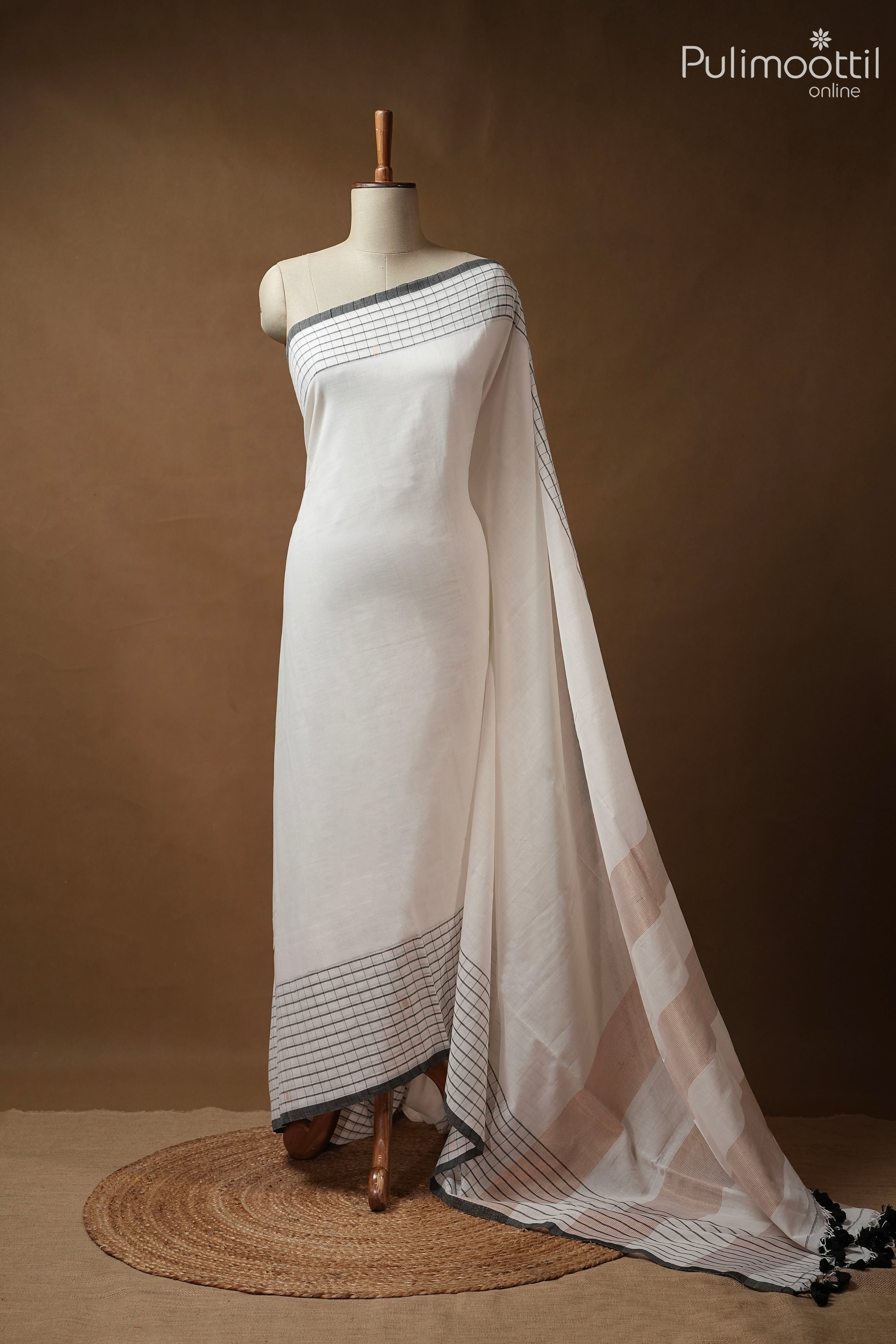 Cream Colour Mul Cotton Saree