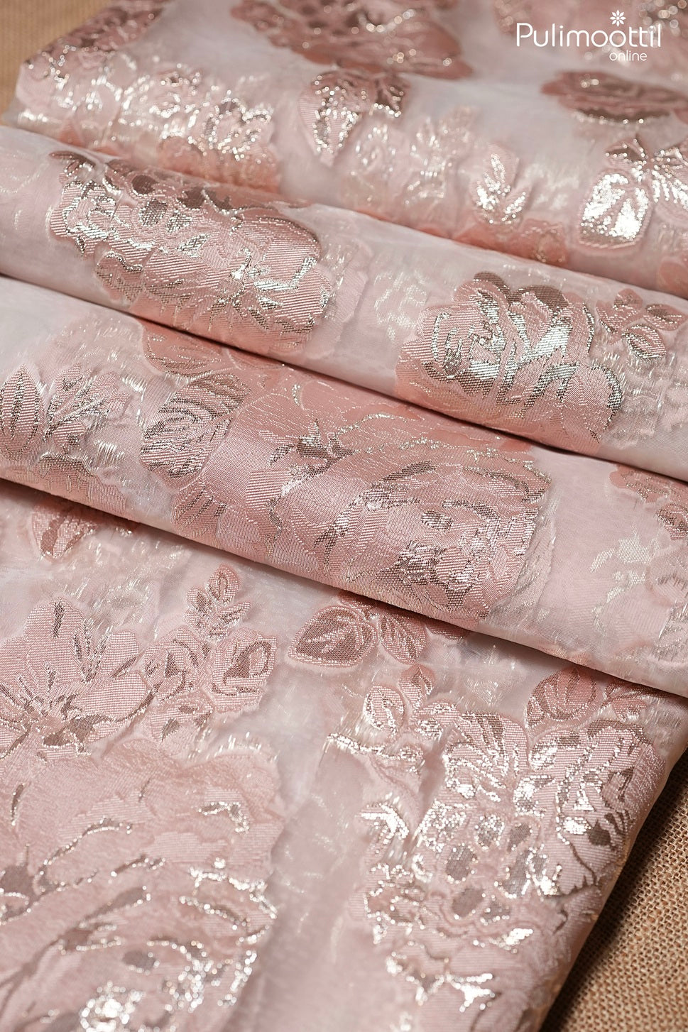 Light peach color Turkish organza fancy saree