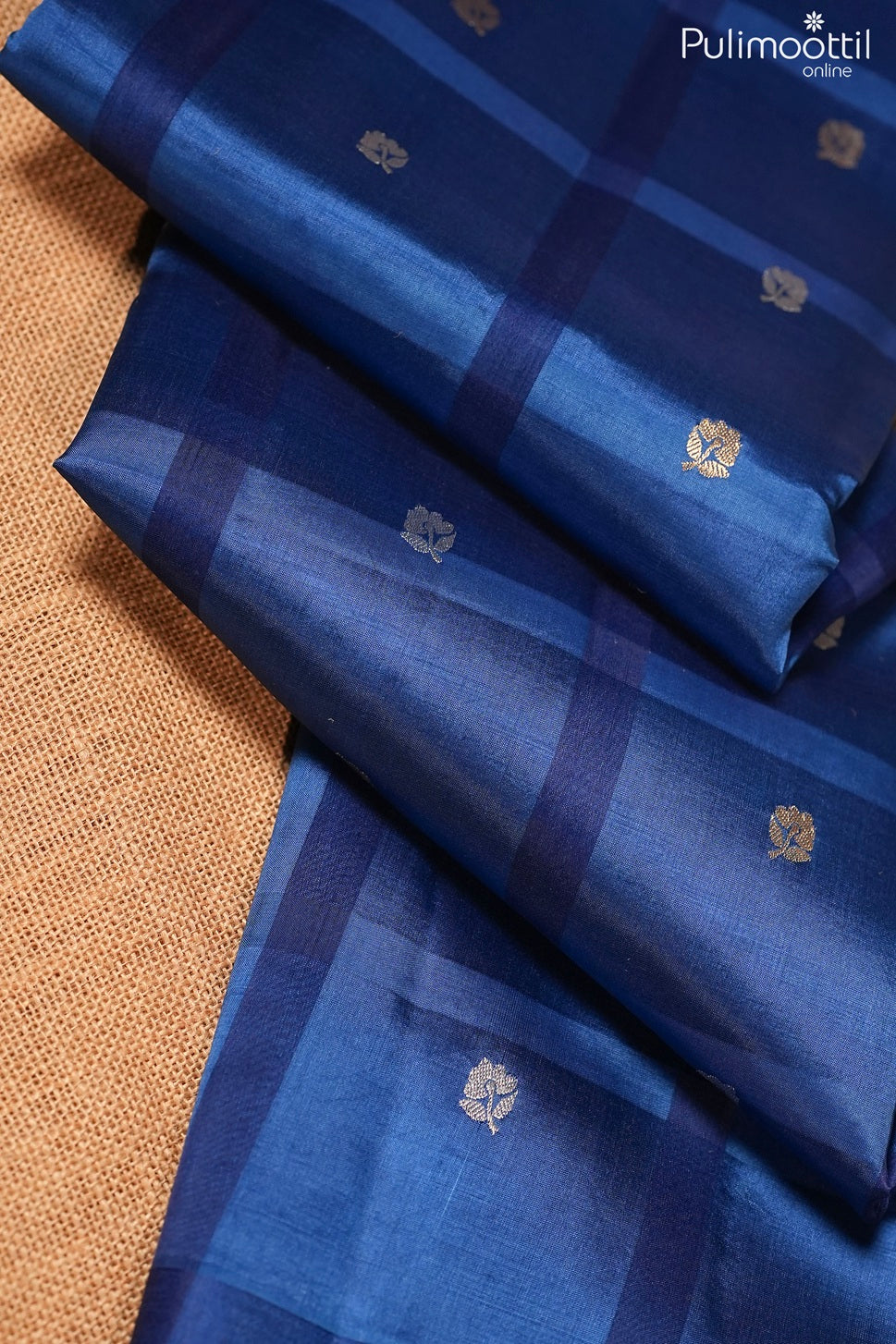 Dark sky blue color Mango silk saree