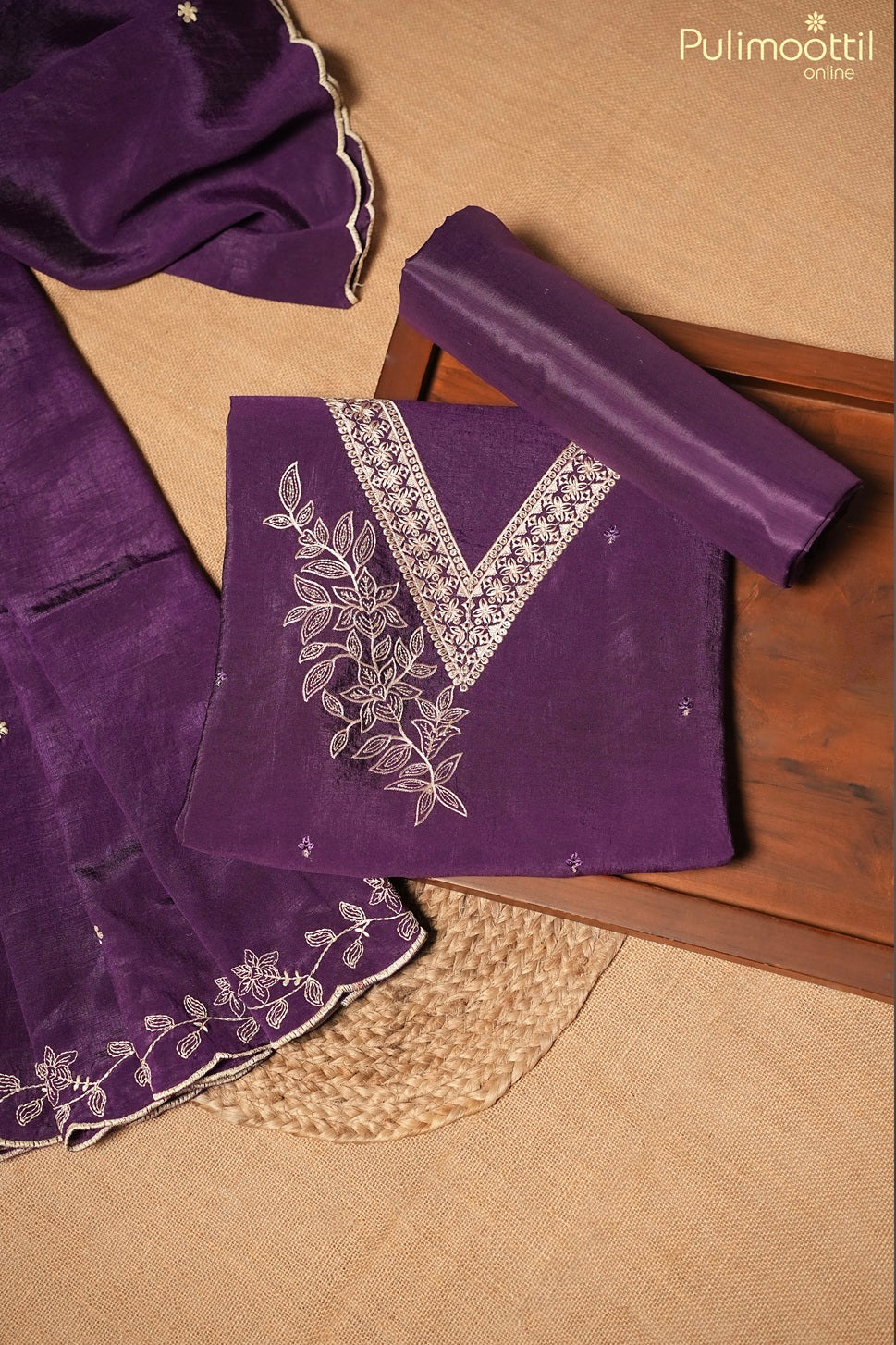 DARK VIOLET CHIFFON UNSTITCHED SALWAR SET