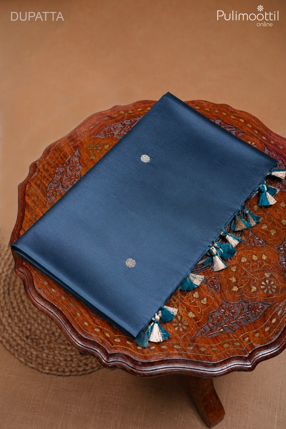 PRUSSIAN BLUE PURE SILK UNSTITCHED SALWAR SET