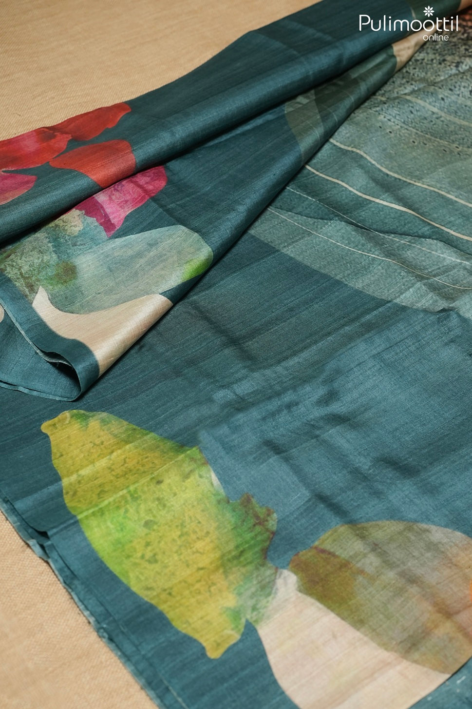 Multi color jute silk saree