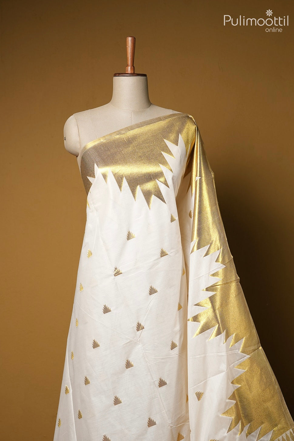 Kerala traditional golden tissue set saree