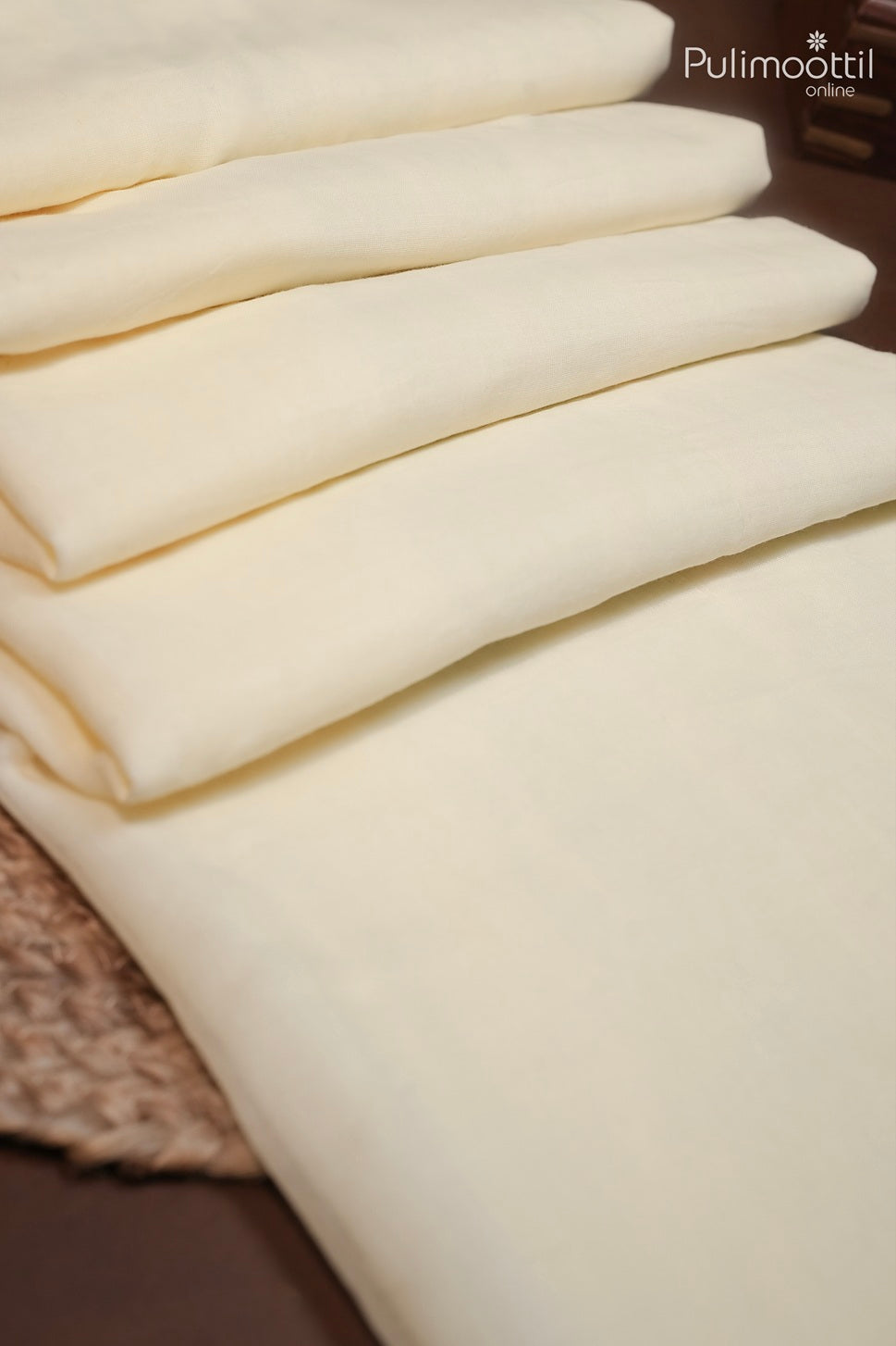 Off white color Mull Cotton saree