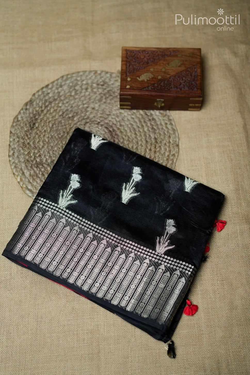 Black color Mango silk saree