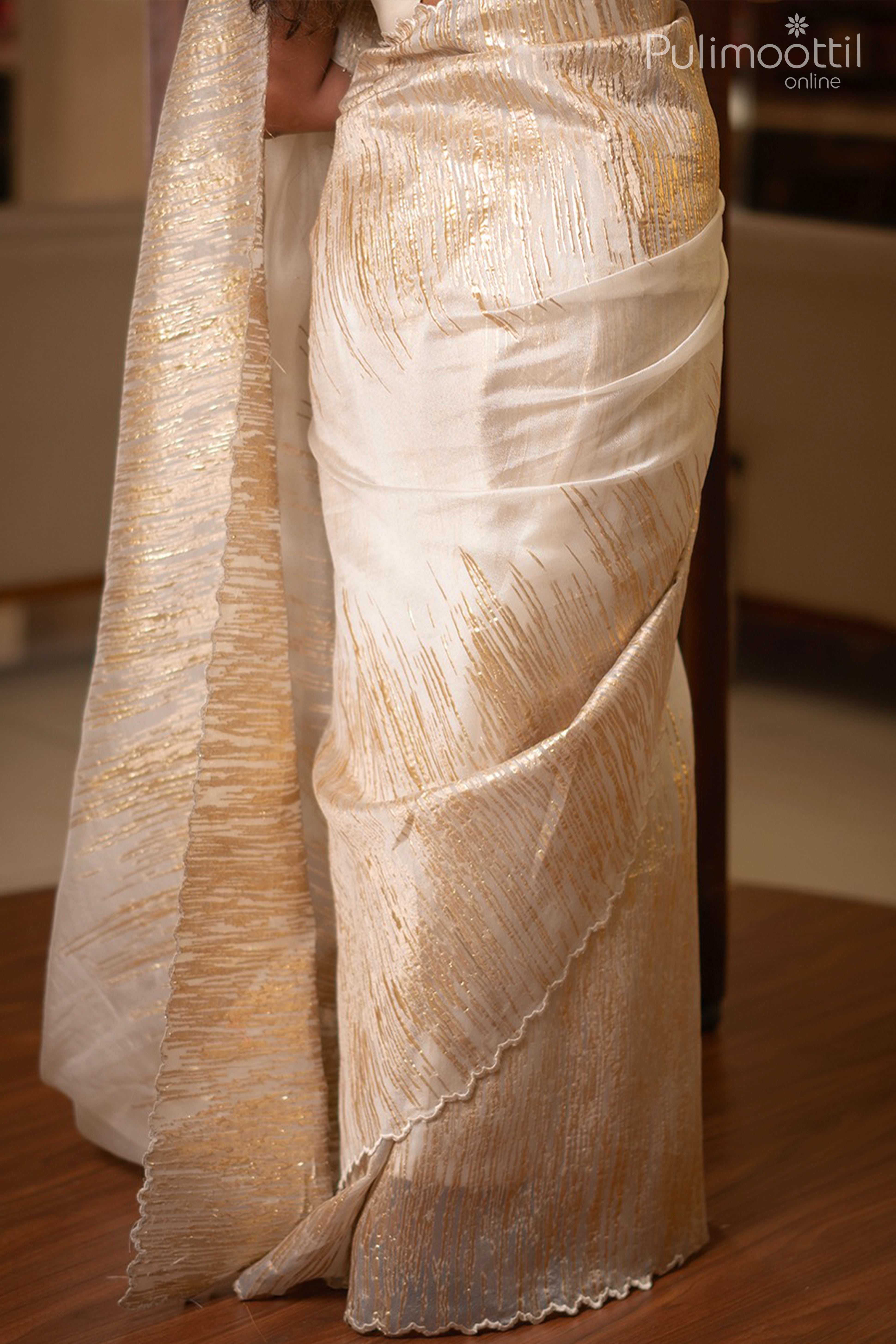 Cream color Turkish organza saree