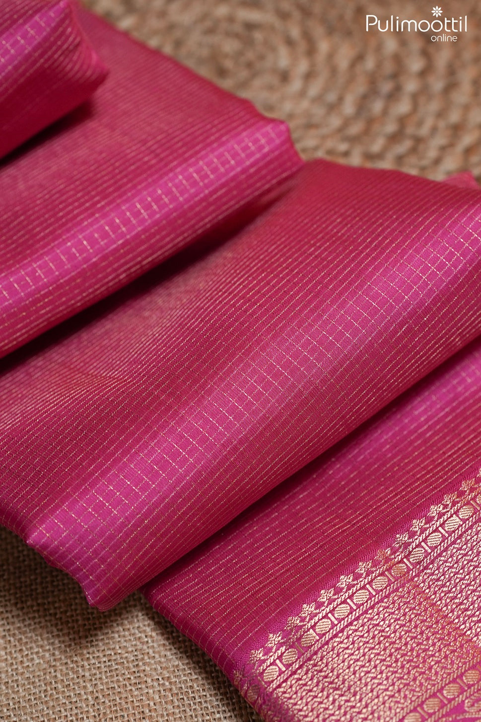 Rani pink color Kanchipuram designer saree