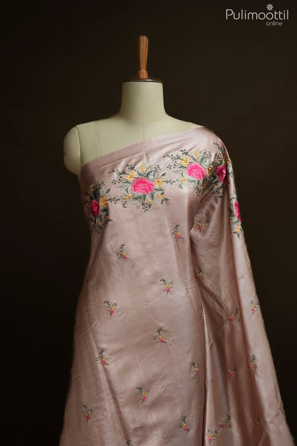 Chikoo color Tussar silk saree