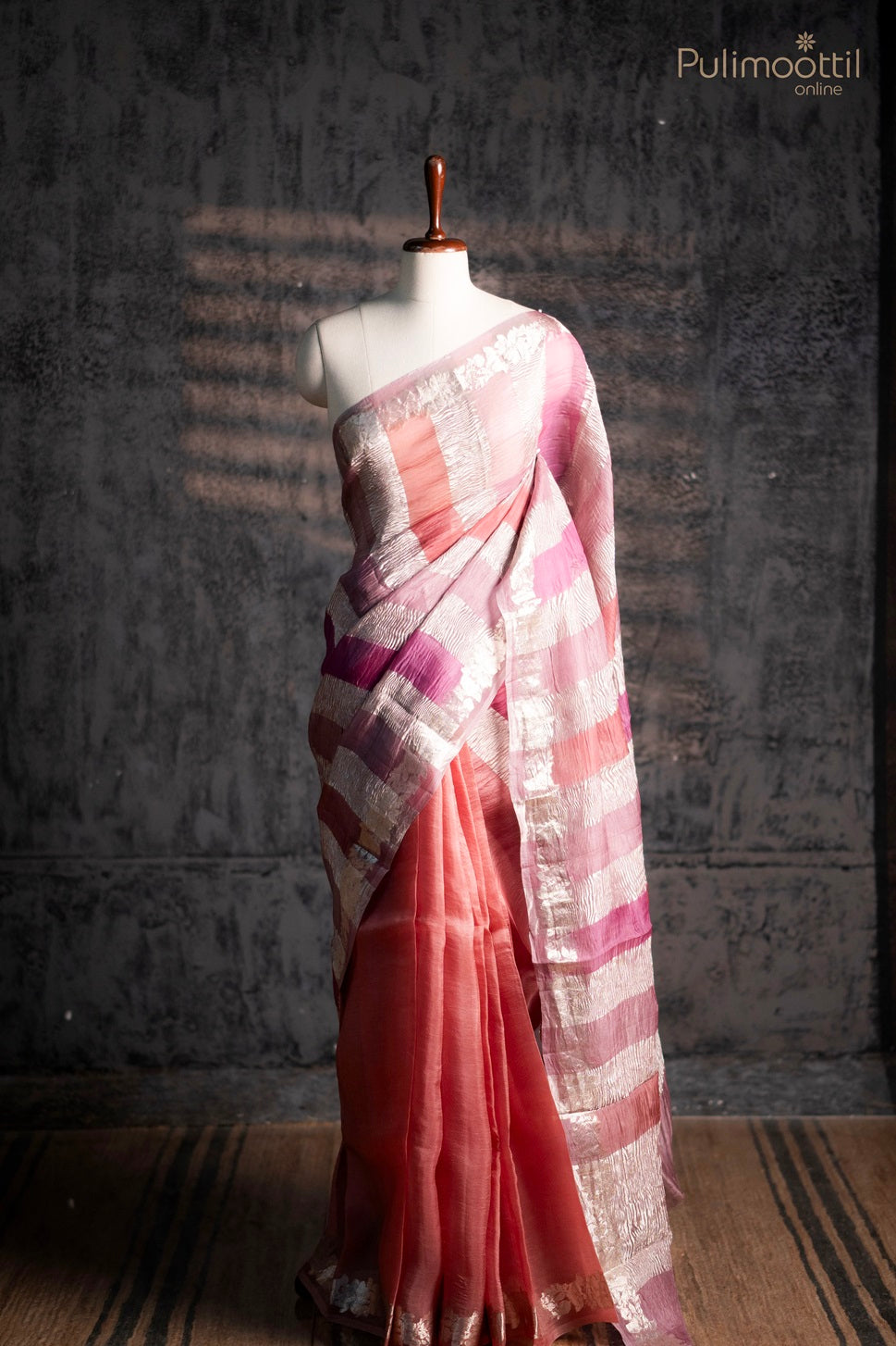 Multi colour fusion organza saree.
