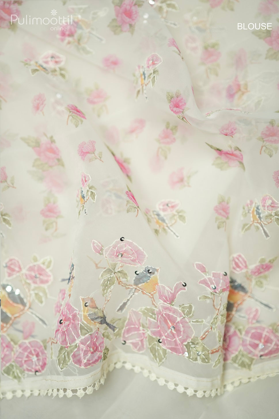 Off White Colour Organza Hand Embroidery Fancy Saree