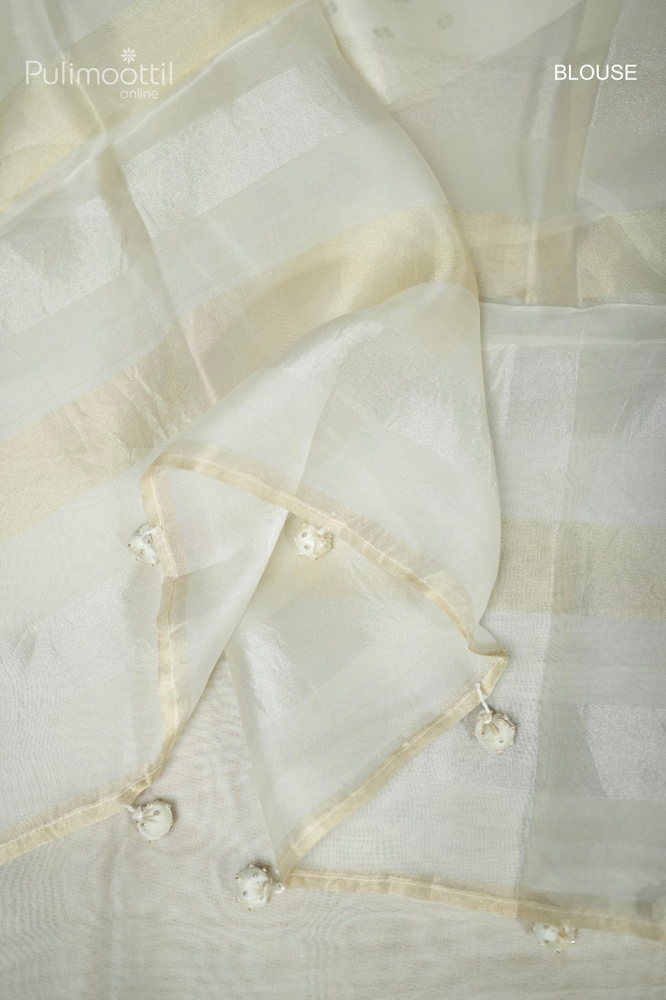 Dark Cream Colour Organza Fancy Saree