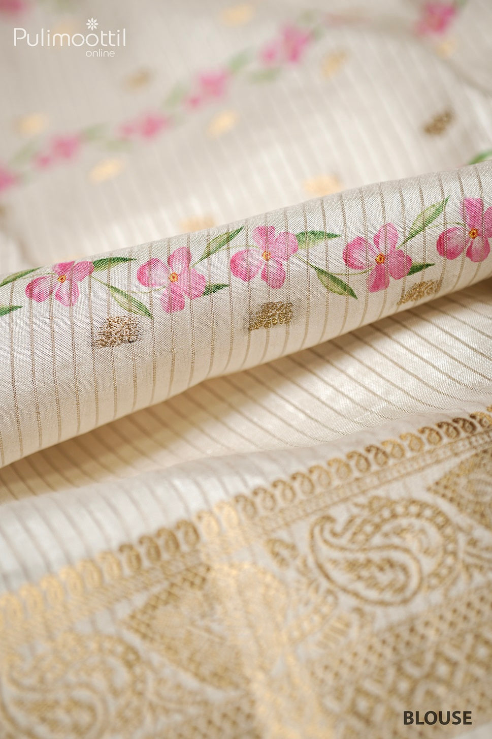 Cream Colour Kerala  Printed  Fancy Saree.