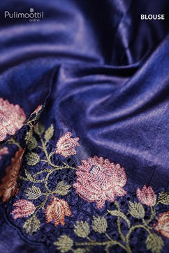 Blue Colour Tussar Silk Saree.