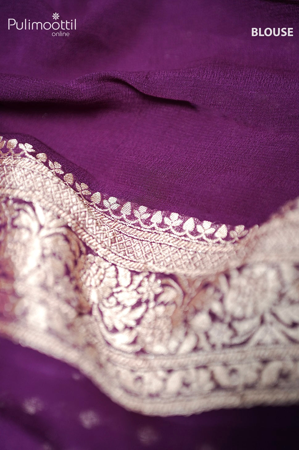 Grape Wine Shade Colour Georgette Banarasi Silk Saree.
