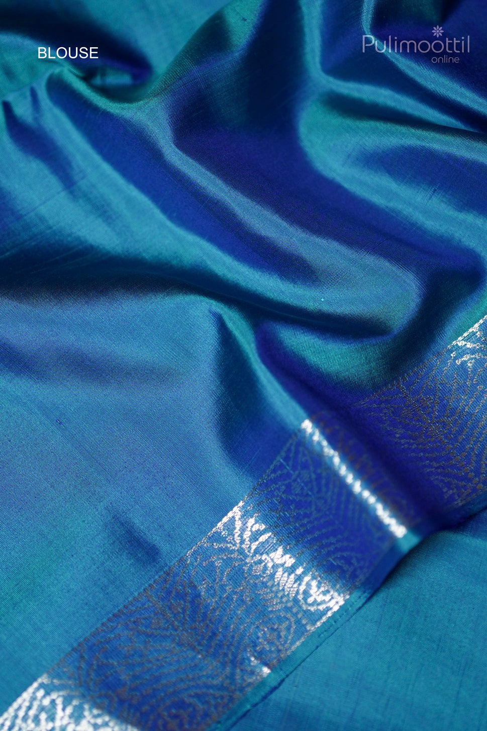 Peacock blue-colored Kanchipuram soft silk saree