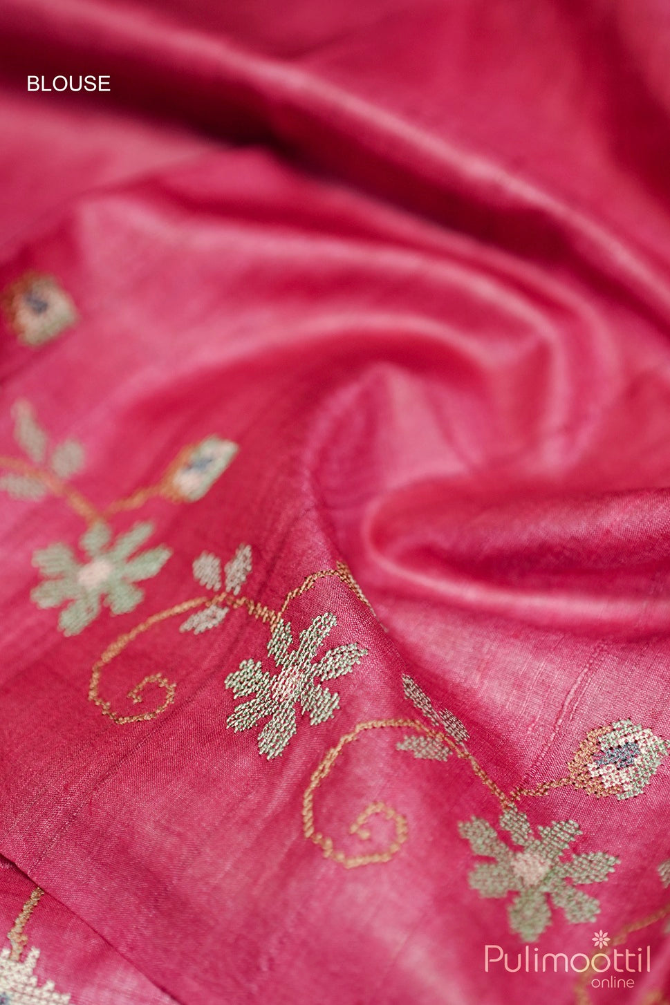 Pink Colour Tussar Silk Saree.