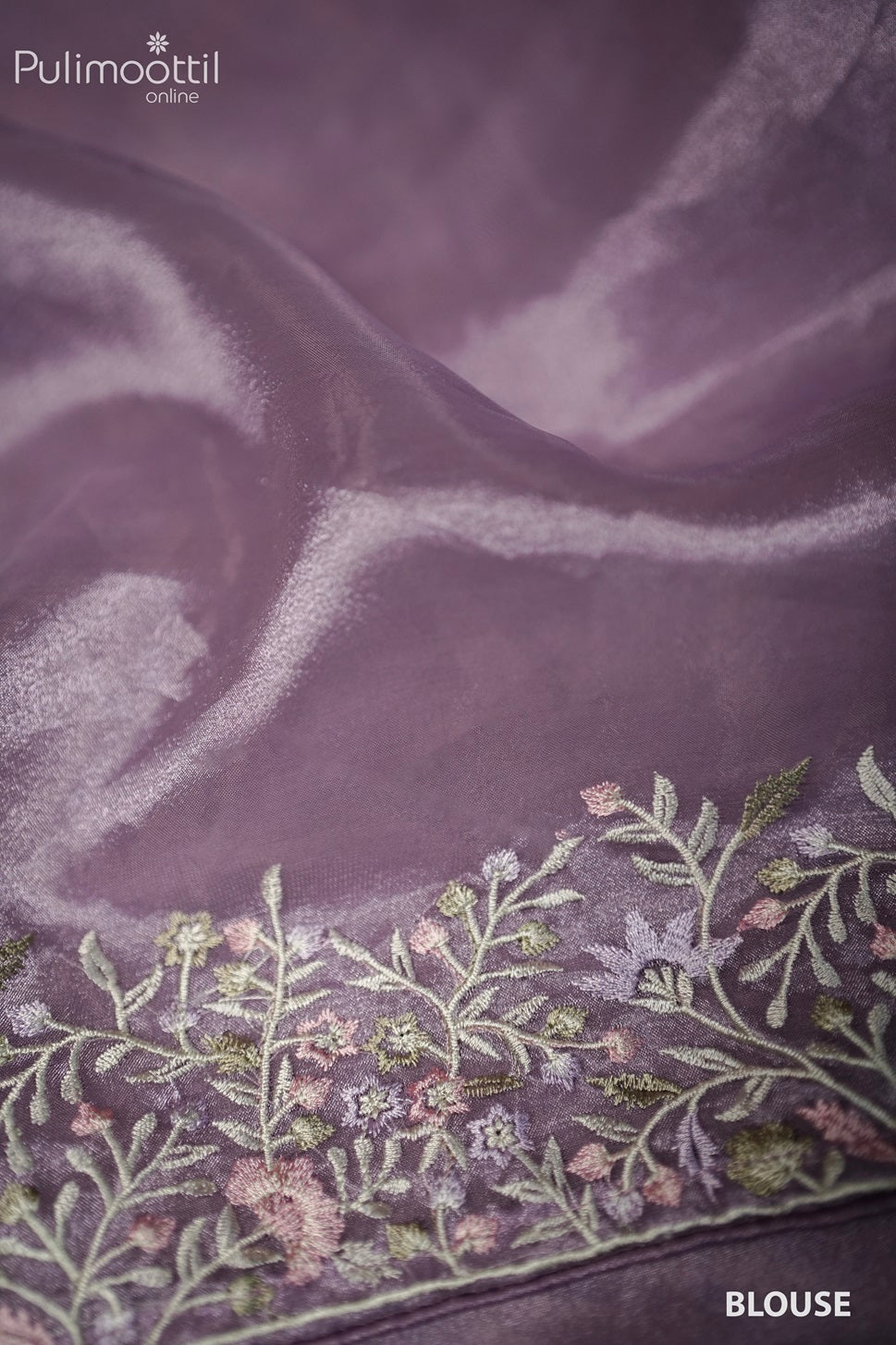 Lavender Colour Organza Fancy Saree.