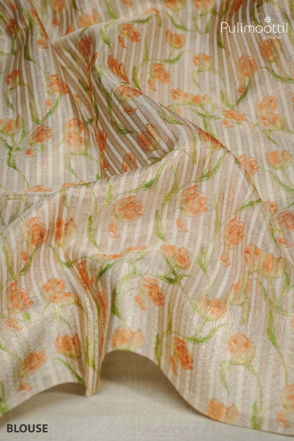 Cream Colour Kerala Golden Tissue Fancy Saree.