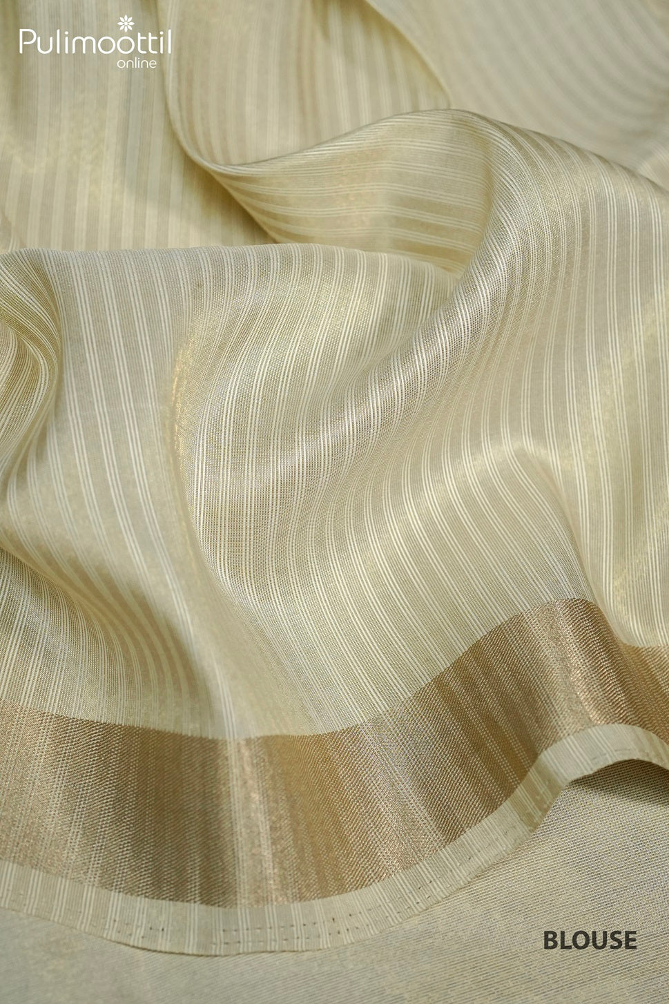 Cream Colour Kerala Golden Tissue Print Fancy Saree.