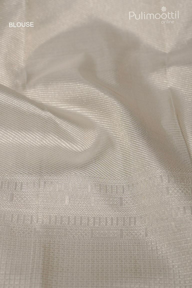 White Colour Kanchipuram Brocade Wedding Saree