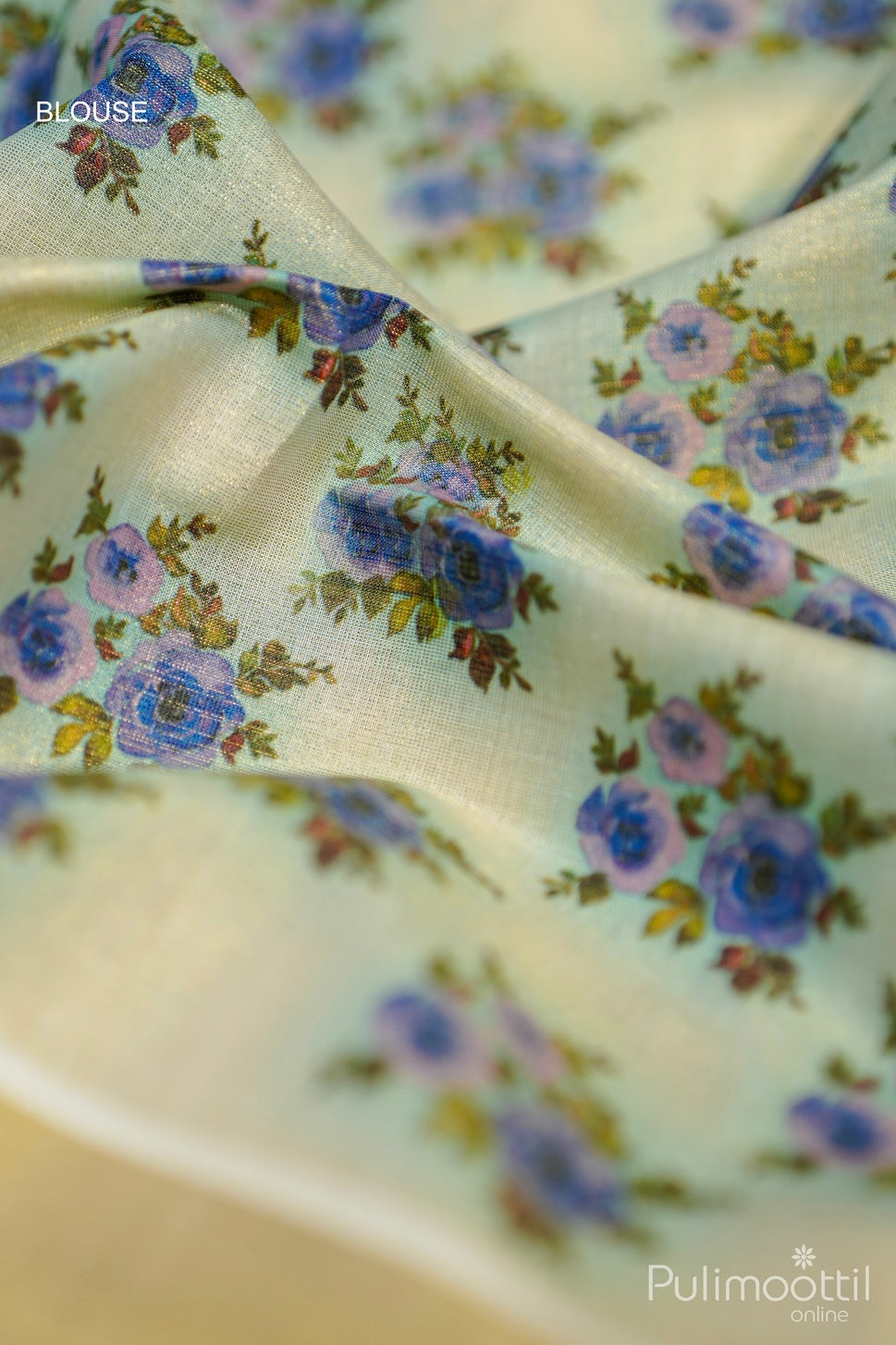 Kerala Golden Tissue Rose Print Set Saree