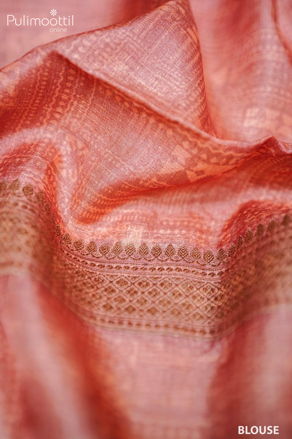 Pastel Peach Shade Tussar Silk Saree.