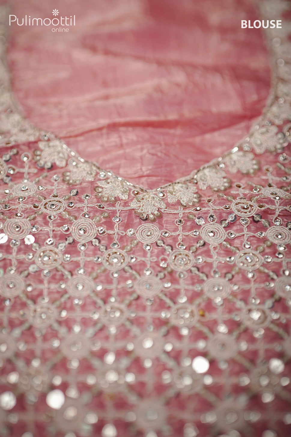 Pastle Pink Crushed Organza Fancy Saree.