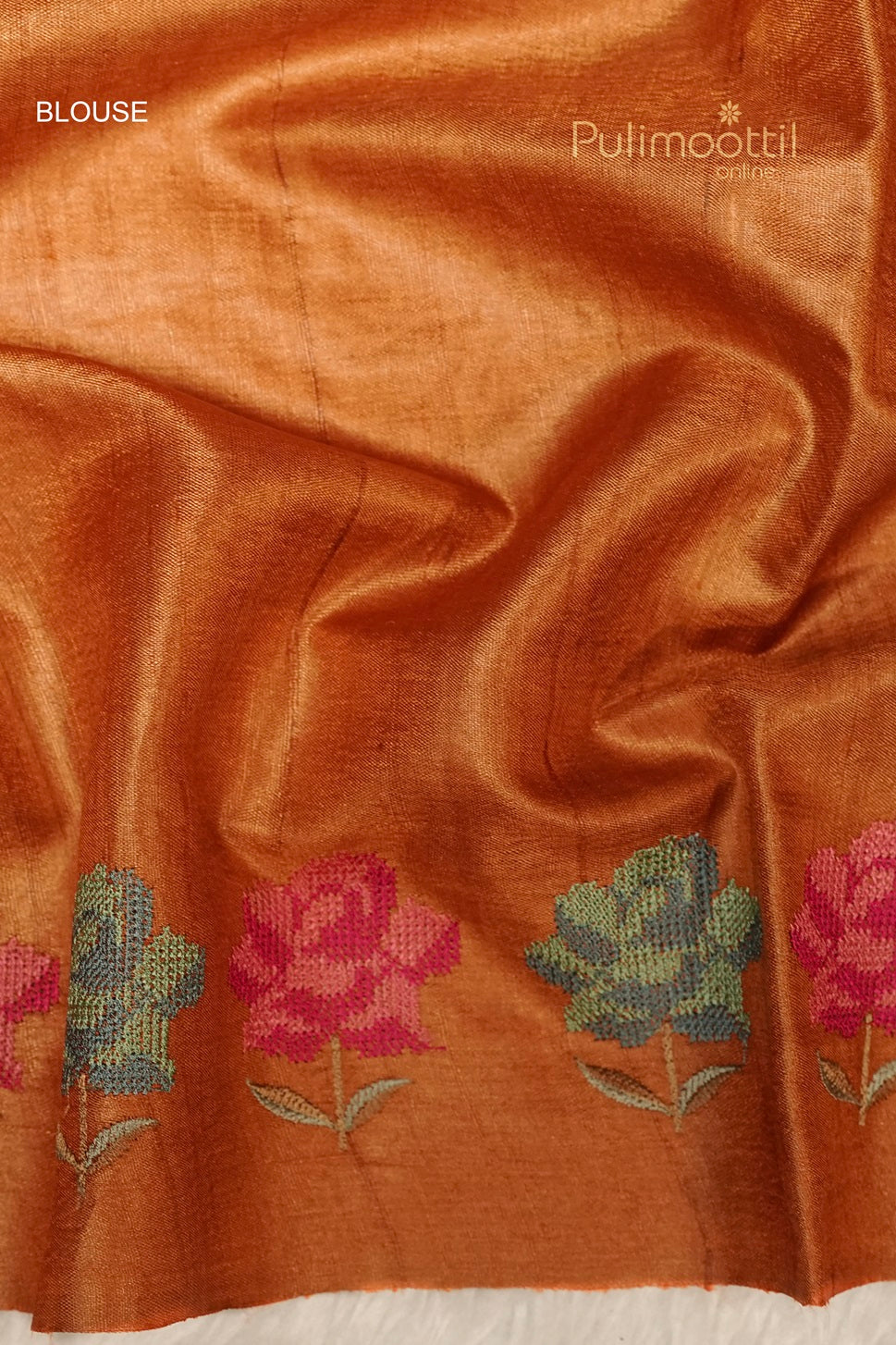 Scarlet Colour Tussar Silk Saree