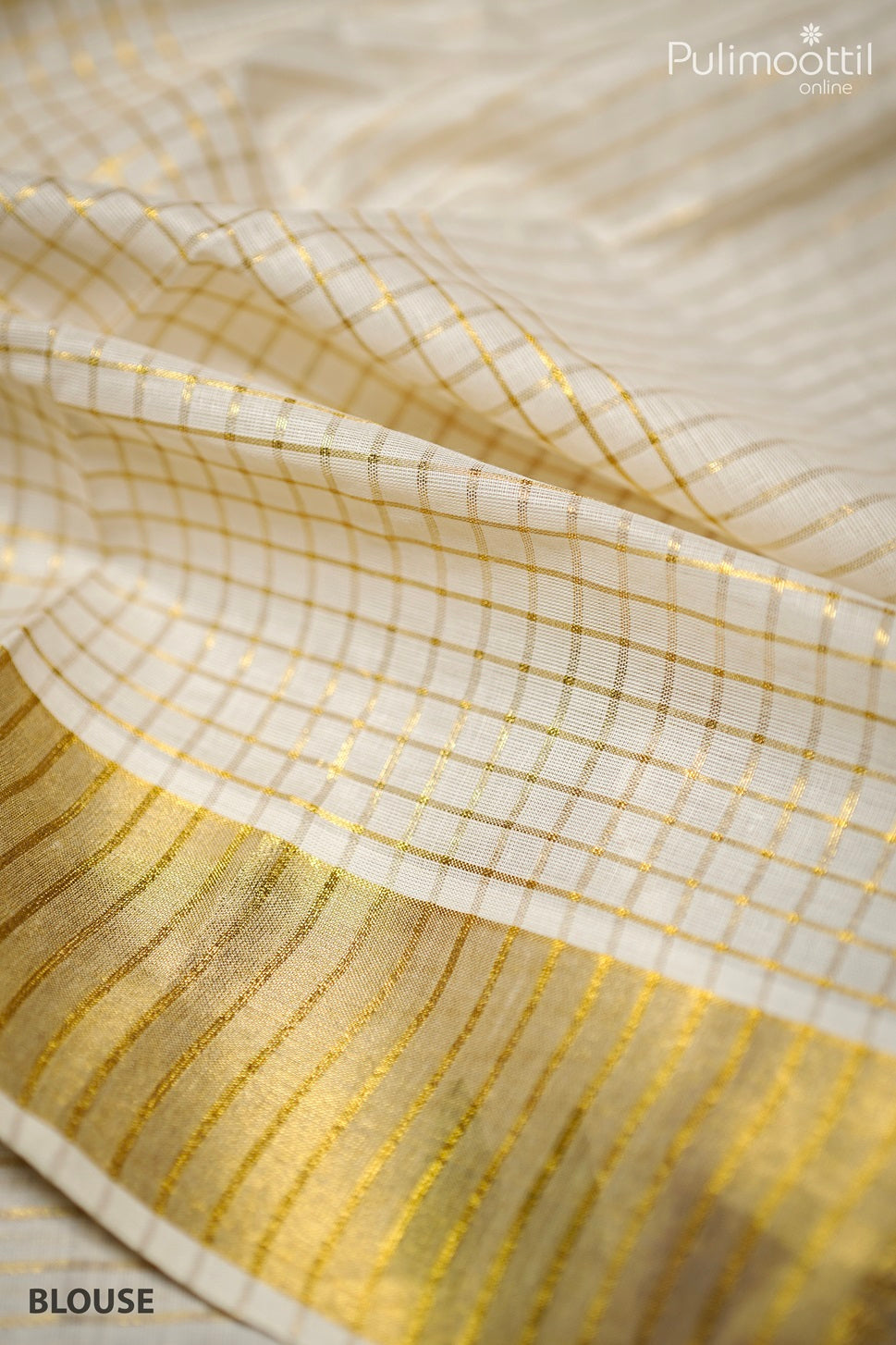 Cream Colour Kerala Cotton Free Hand Painting Saree.