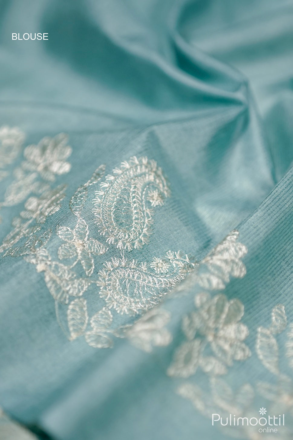 Pastel Blue Colour Tussar Silk Saree.