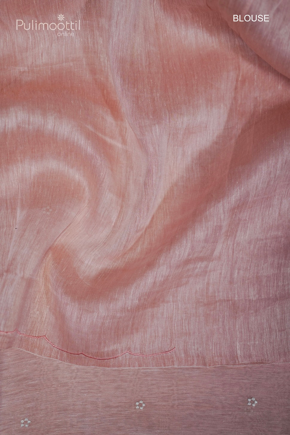 Pastel peach Embroidery Linen Saree