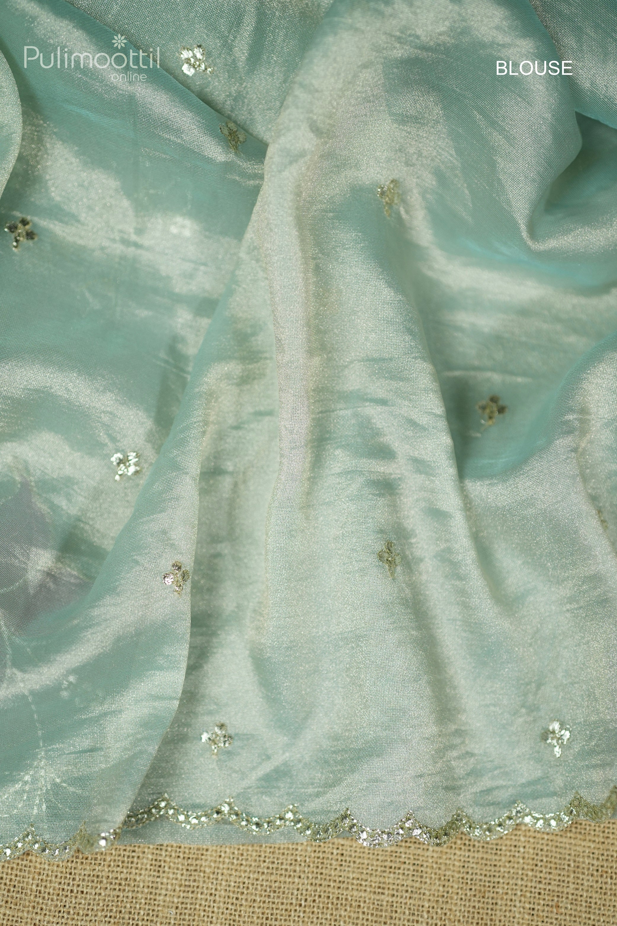 Powder Blue Colour Tissue Organza Fancy Saree